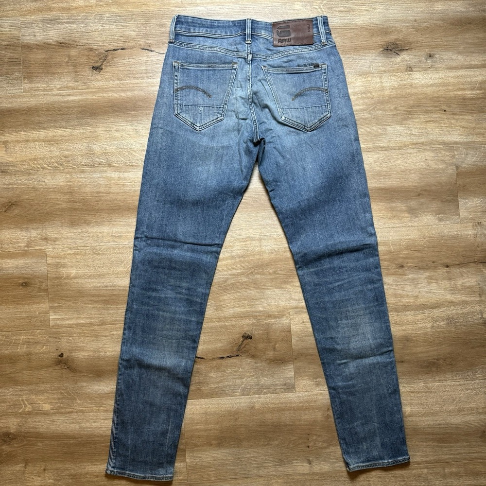 G-Star RAW Jeans Men 28x34 Blue 3301 Slim Button Fly Stretch Denim Streetwear - Picture 2 of 13